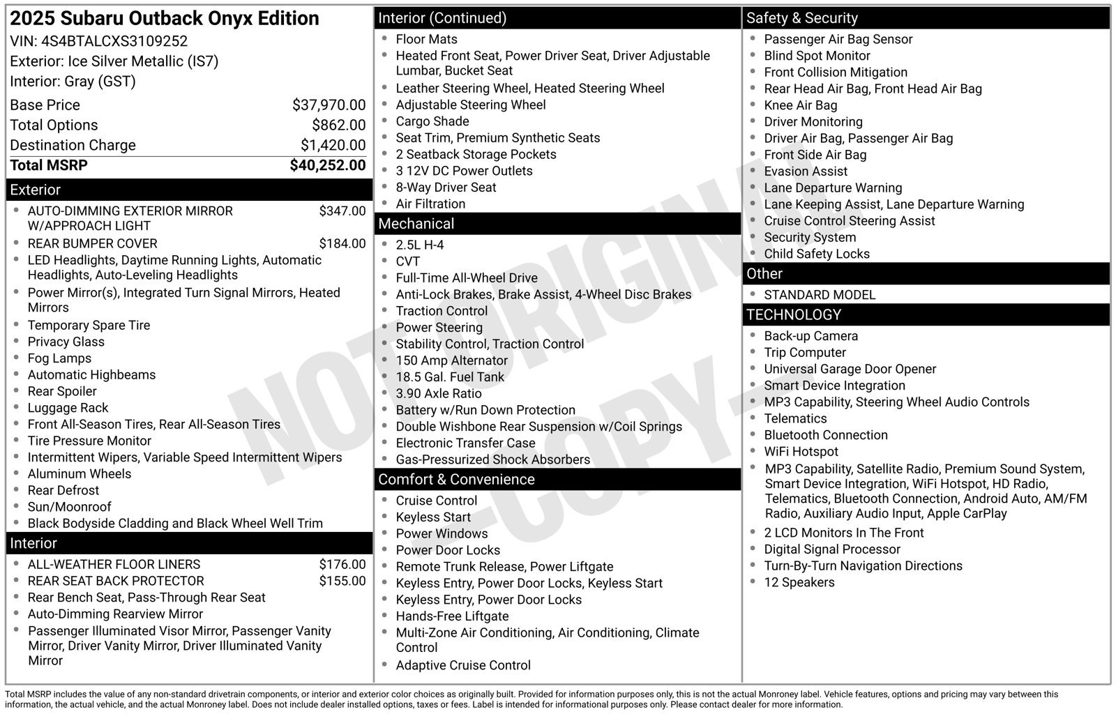 Used 2025 Silver Subaru Onyx Edition image 10