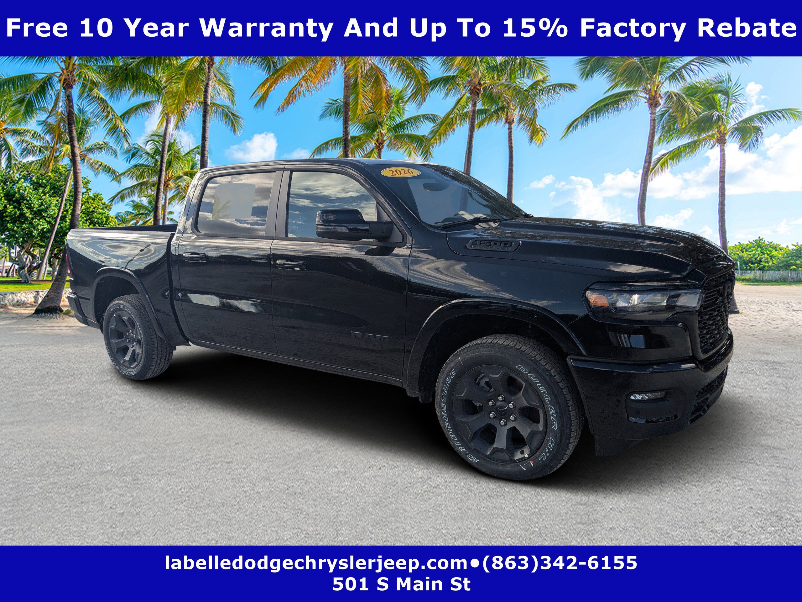 New 2026 Diamond Black Crystal Pearlcoat RAM Big Horn image 1