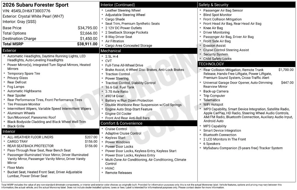 Certified Used 2026 White Subaru Sport image 45
