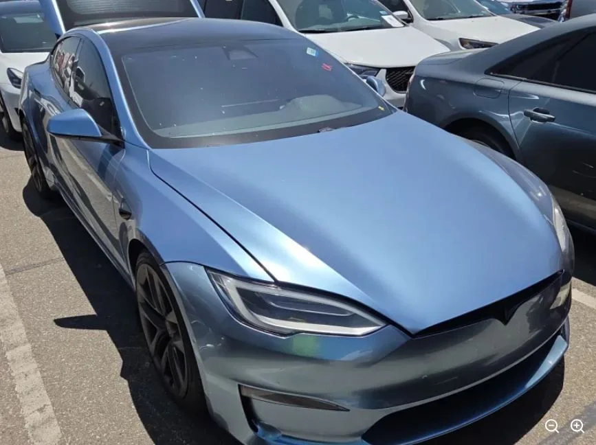 Used 2021 Blue Tesla Plaid image 1