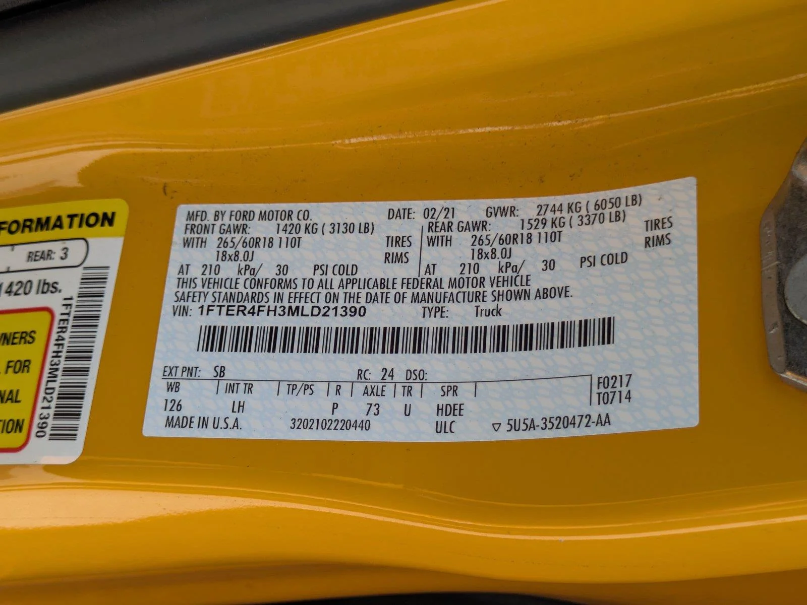 Certified Used 2021 Yellow Ford XLT image 22
