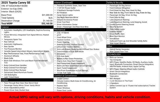 Used 2025 Ice Toyota SE image 17