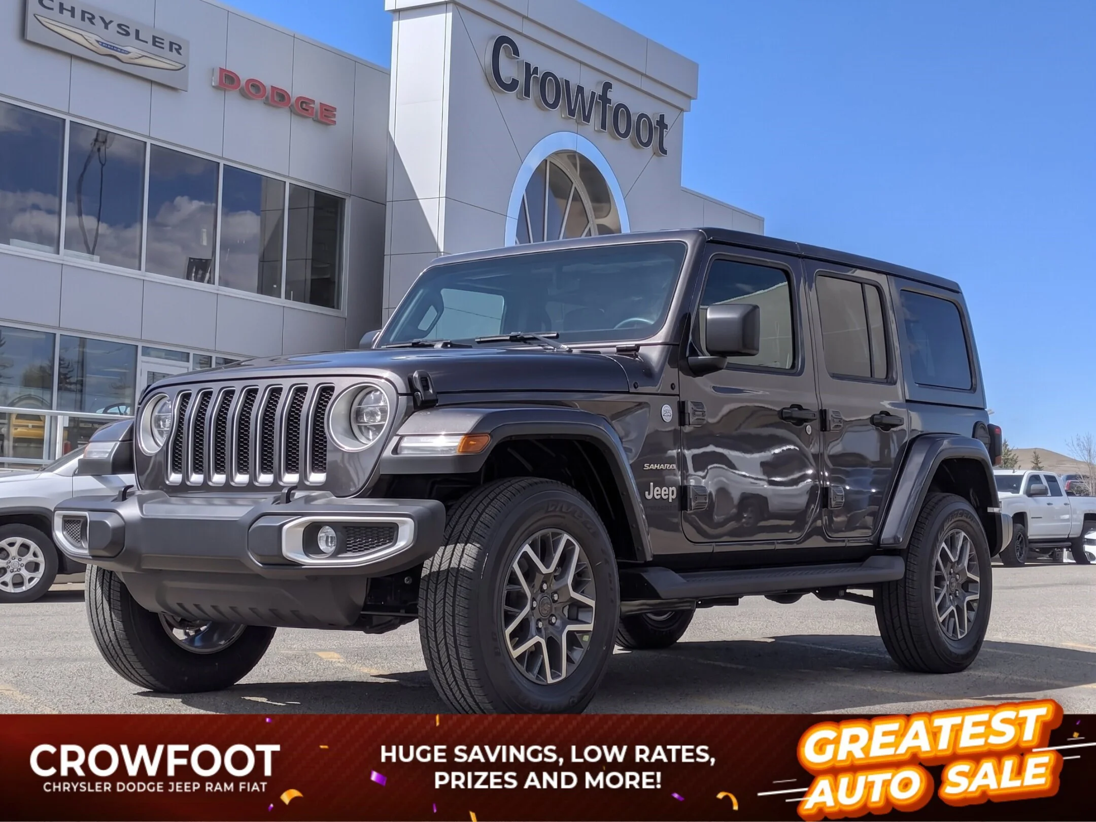 New 2026 Grey Jeep Sahara - - Body-Color Hard Top - Side Steps - Remote Start - Adaptive Cruise & More! image 1