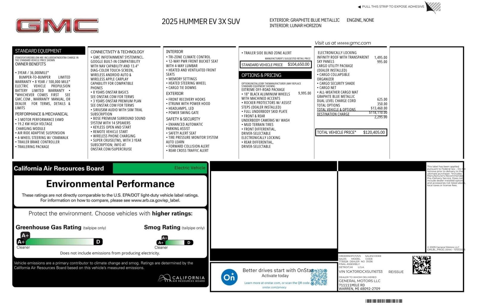 Used 2025 GMC HUMMER EV 3X with VIN 1GKT0RDCXSU116733 for sale in Ontario, CA