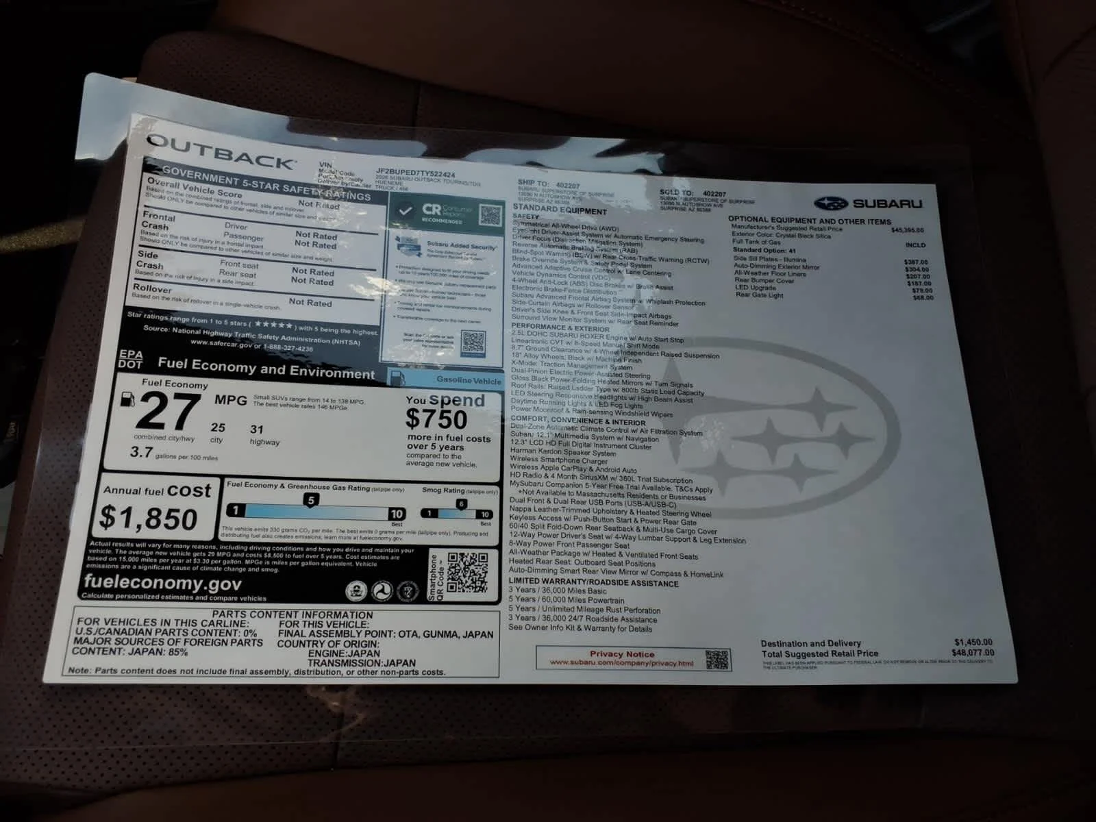 New 2026 CRYSTAL BLACK SILICA Subaru Touring image 40