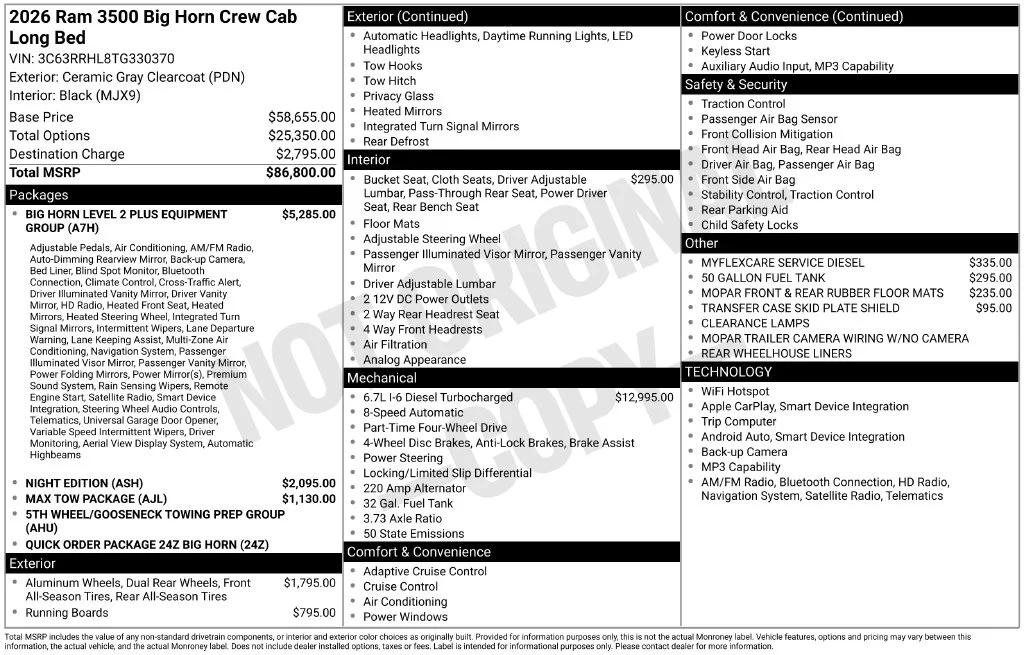 New 2026 Ceramic Gray Clear-Coat Exterior Paint RAM Big Horn image 7