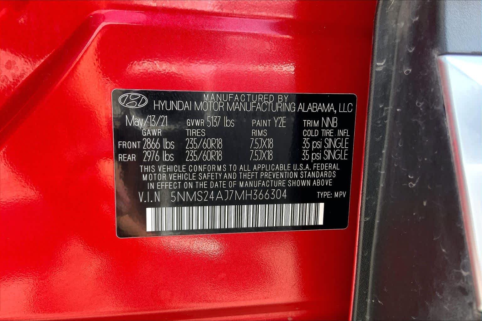 Used 2021 Calypso Red Hyundai SEL image 69
