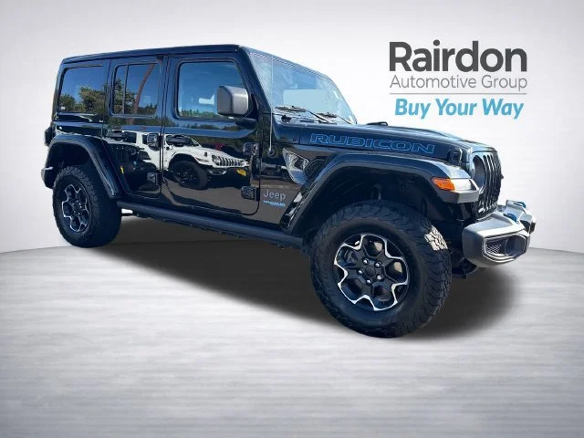 Used 2022 Black Clearcoat Jeep Unlimited Rubicon 4xe image 1
