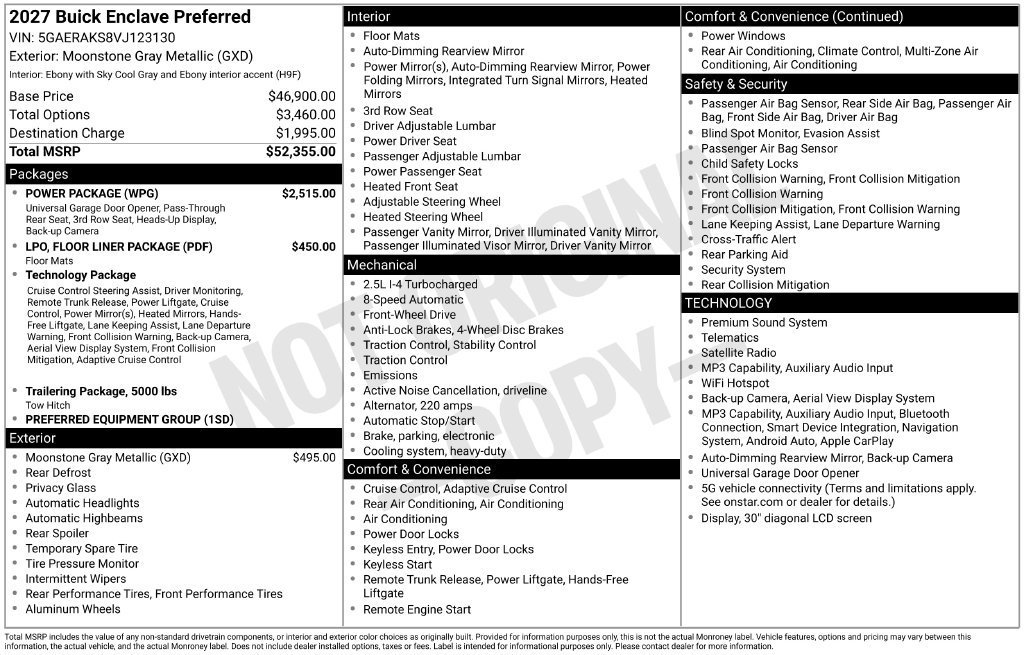New 2027 Moonstone Gray Metallic Buick Preferred image 27