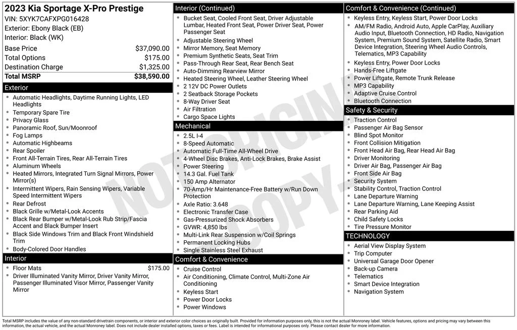 Used 2023 Ebony Black Kia X-Pro Prestige image 37