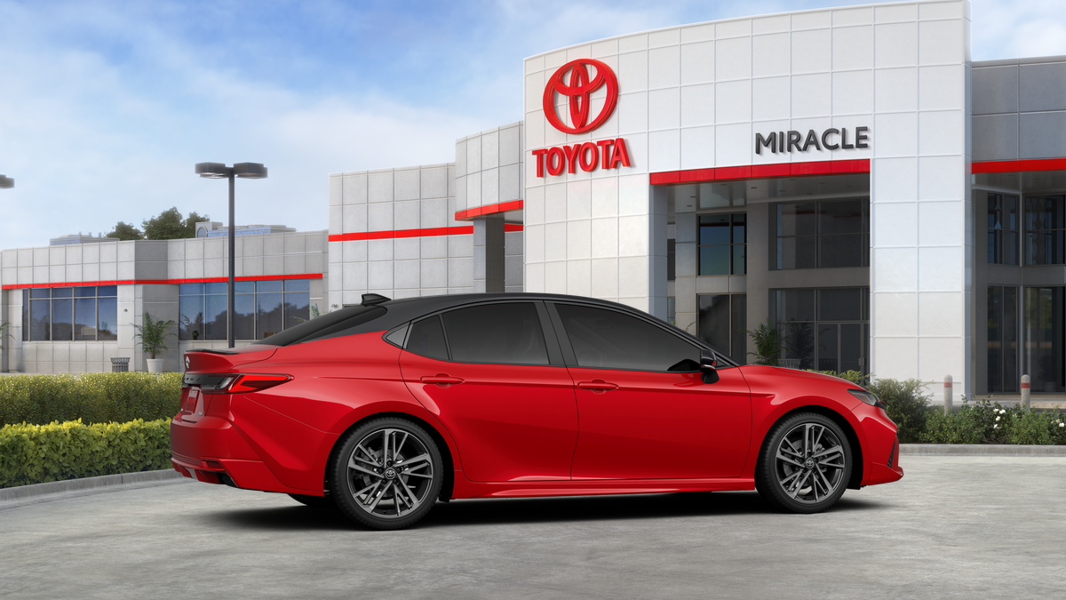 New 2025 Supersonic Red with Midnight Black Metallic roof Toyota XSE image 11