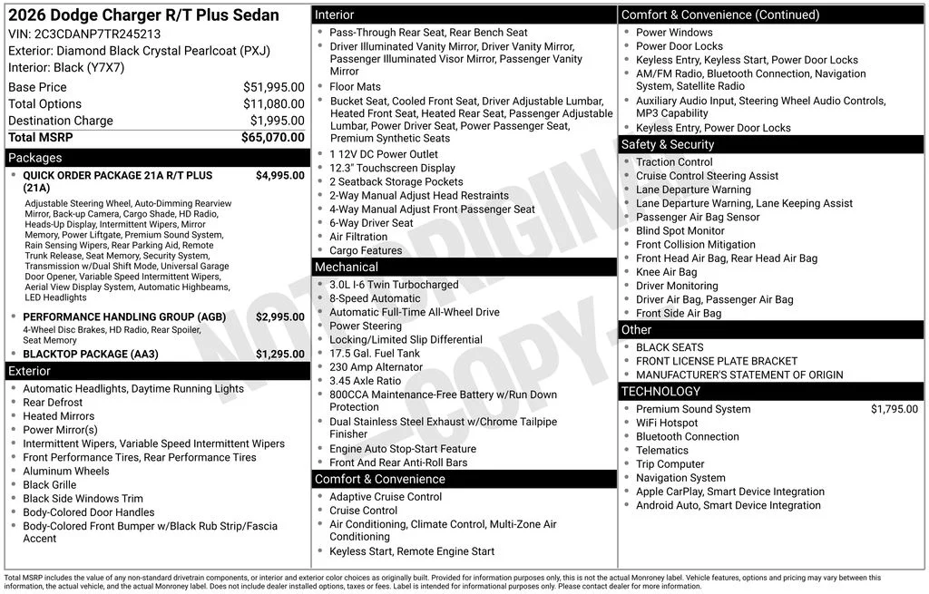 New 2026 Diamond Black Crystal Pearlcoat Dodge R/T Plus image 6