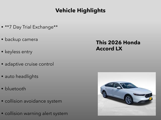 New 2026 Platinum White Pearl Honda LX image 5