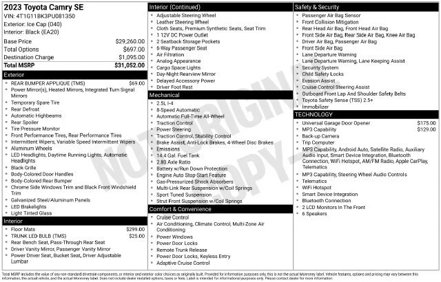 Used 2023 White Toyota SE image 7