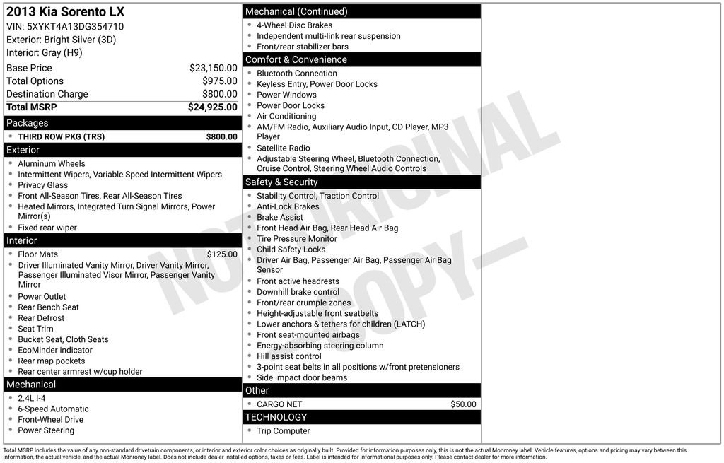 Used 2013 Kia Sorento LX with VIN 5XYKT4A13DG354710 for sale in New Smyrna Beach, FL