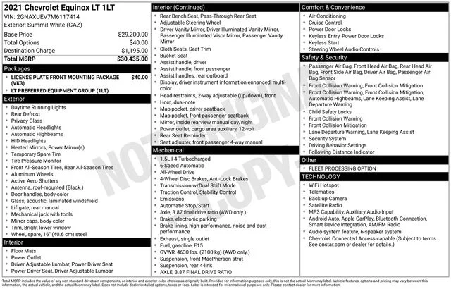 Certified Used 2021 White Chevrolet LT image 6