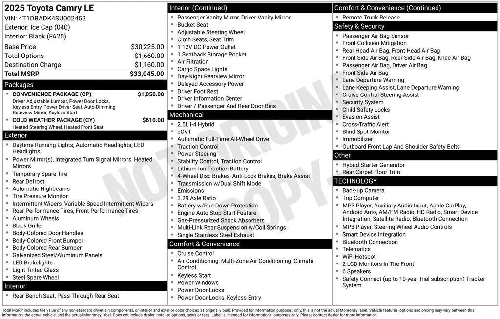 Used 2025 White Toyota LE image 5