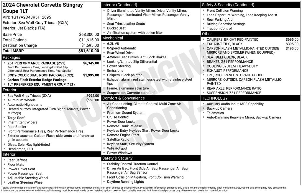 Used 2024 Gray Chevrolet Stingray image 24