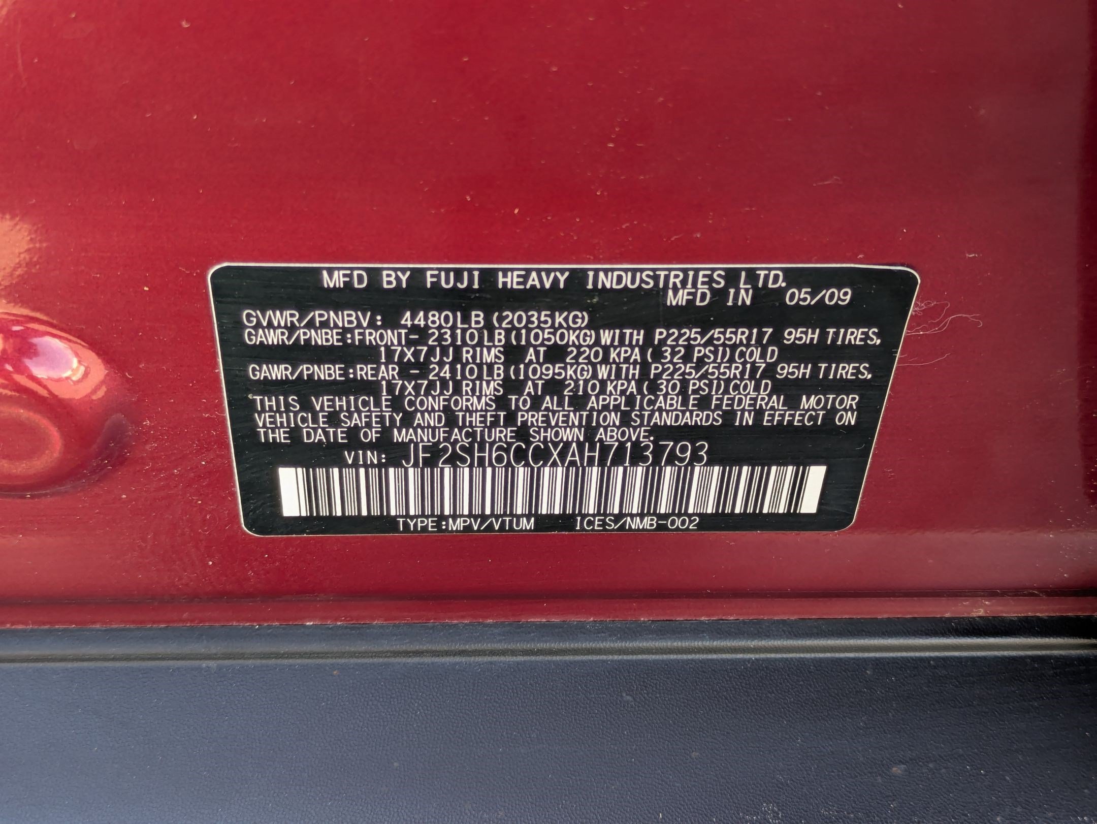 Used 2010 Camellia Red Pearl Subaru 2.5X Premium image 32