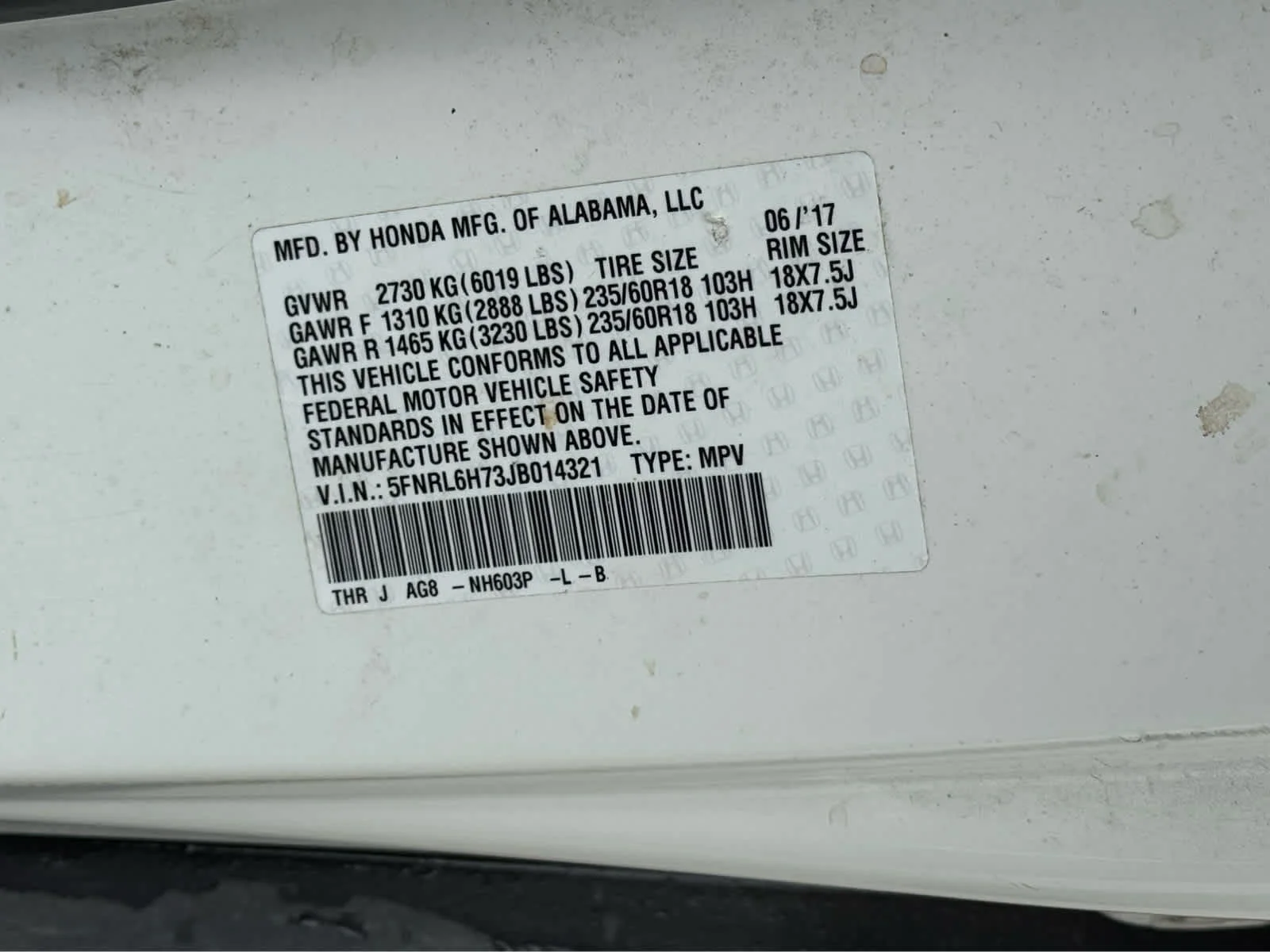 Used 2018 White Diamond Pearl Honda EX-L image 10