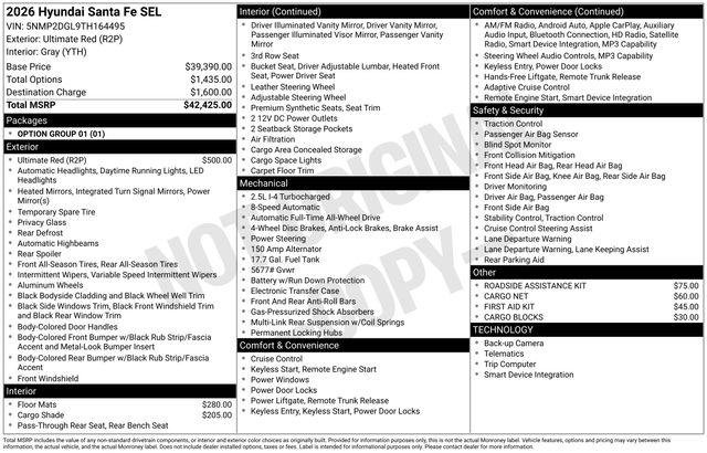 New 2026 Red Hyundai SEL AWD image 15