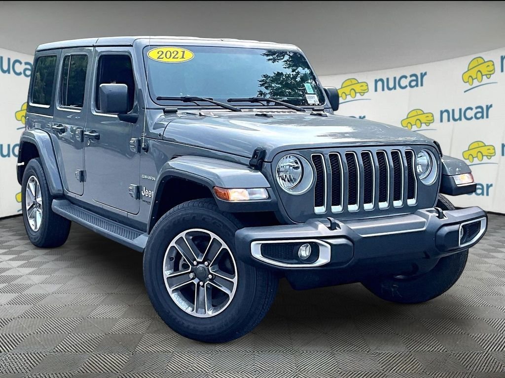 Used 2021 Sting-Gray Clearcoat Jeep Unlimited Sahara image 1
