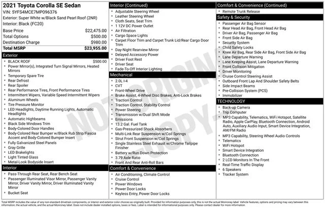 Used 2021 White Toyota SE image 8
