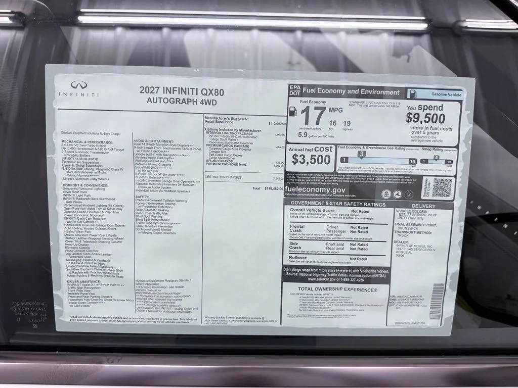 New 2027 2T RADIANT WHIT INFINITI Autograph 4WD image 63