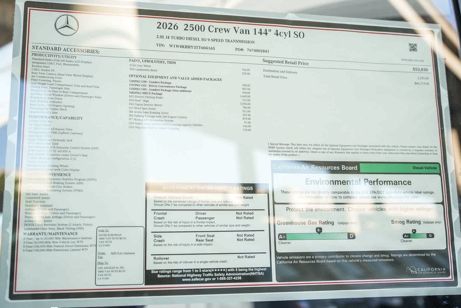 New 2026 Gray White Mercedes-Benz Crew 144WB High Roof RWD 2.0L I4 Diesel Turbo SO image 28