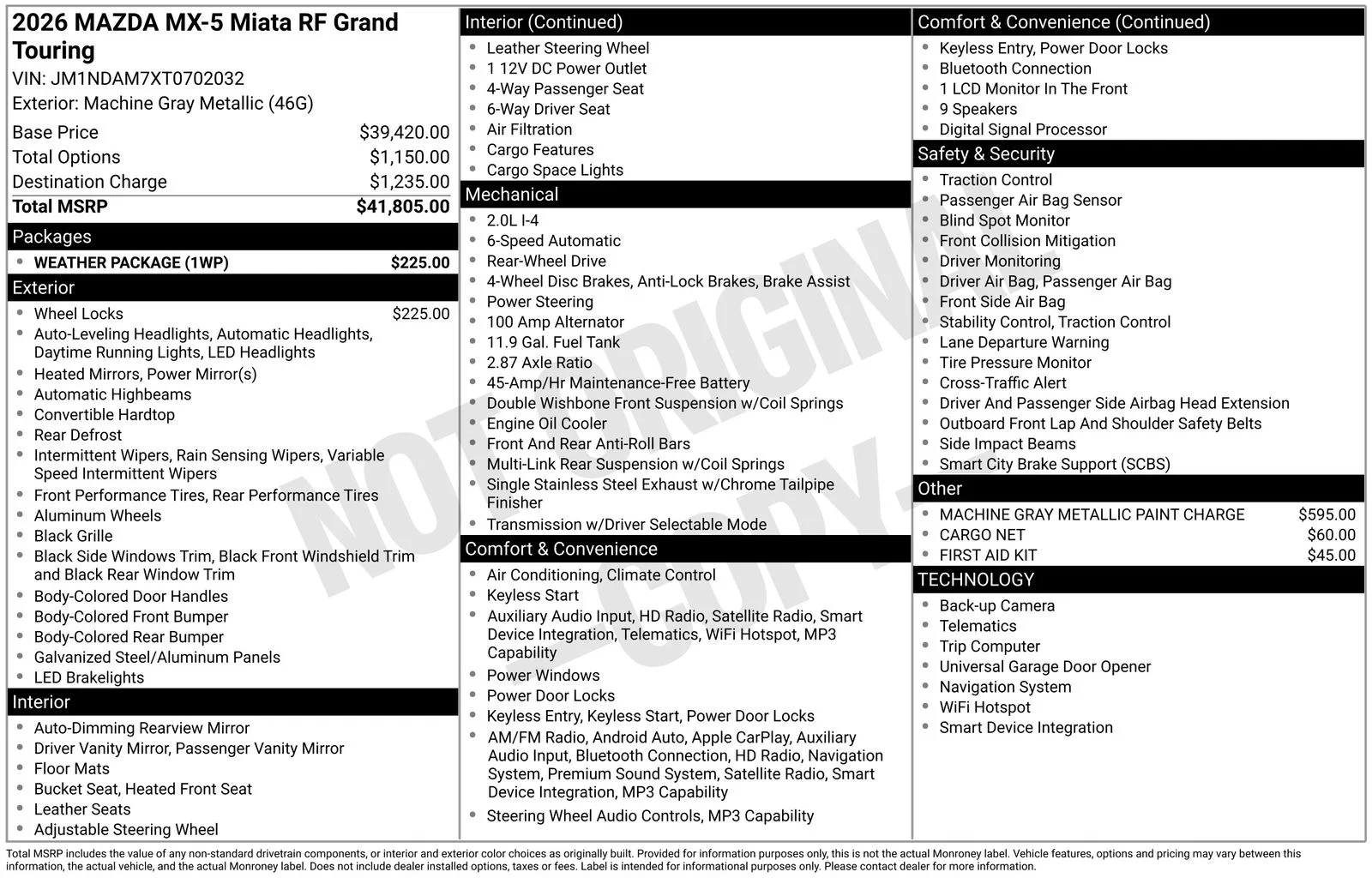 New 2026 Machine Gray Metallic Mazda Grand Touring image 4
