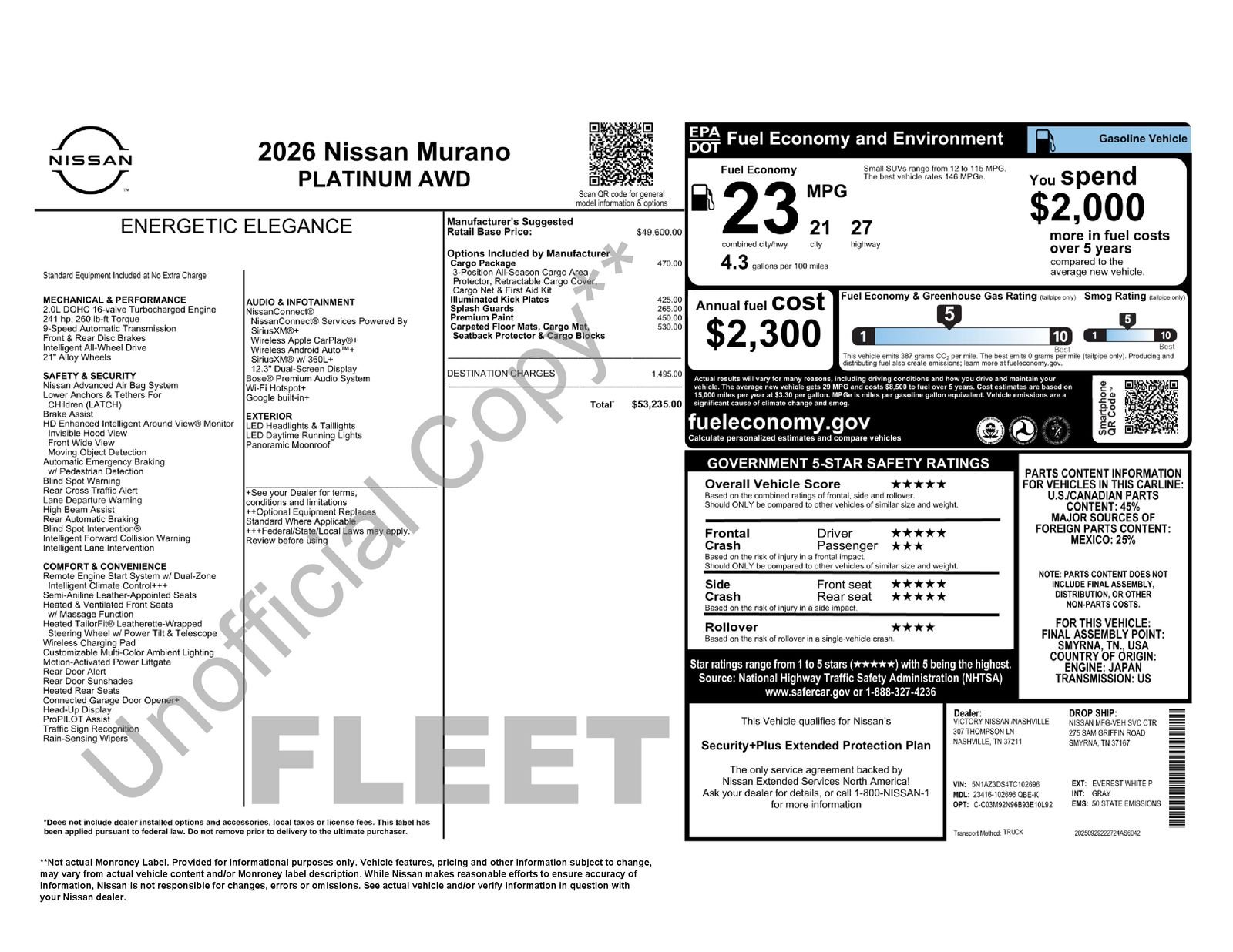 Certified Used 2026 White Pearl Nissan Platinum image 2