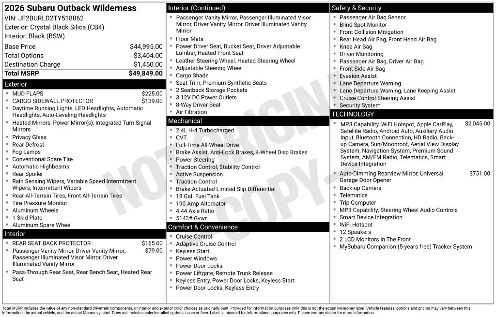 Certified Used 2026 Black Subaru Wilderness image 46
