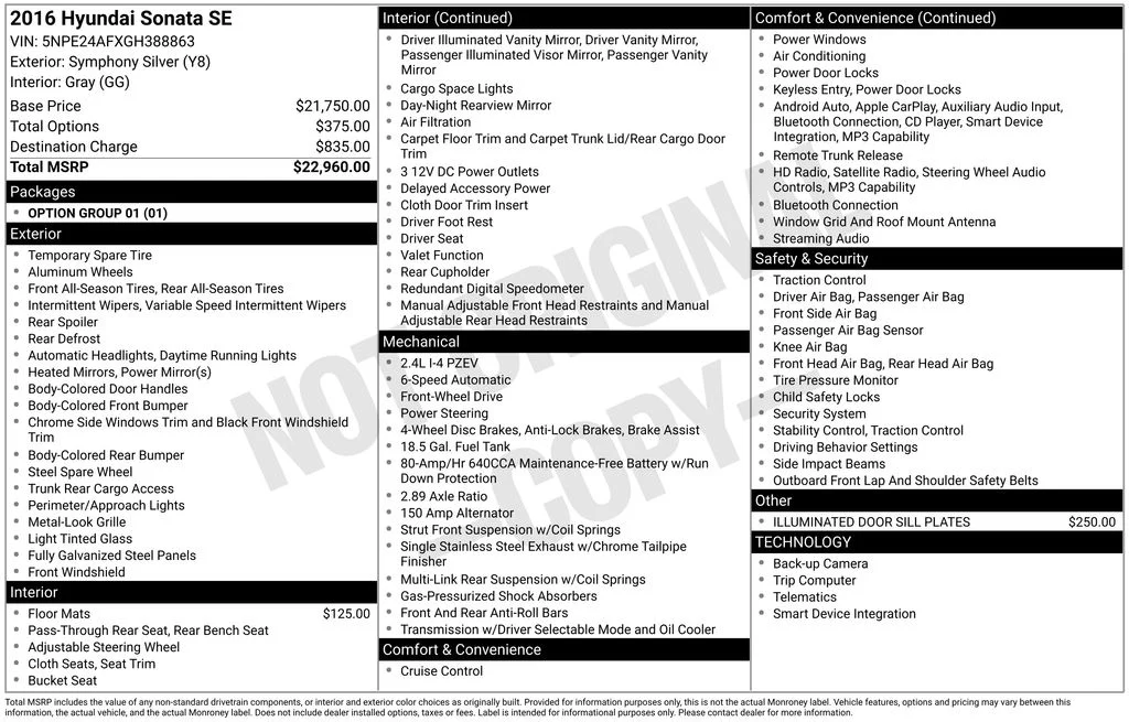 Used 2016 Hyundai Sonata SE with VIN 5NPE24AFXGH388863 for sale in Redlands, CA