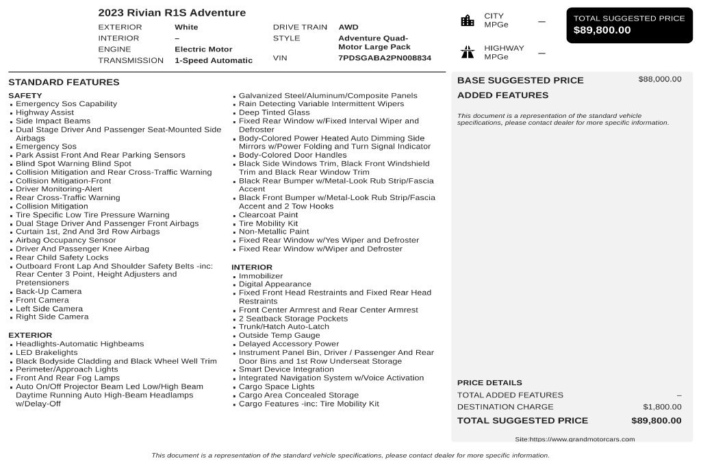 Used 2023 White Rivian Adventure Quad Motor Large Pack image 3