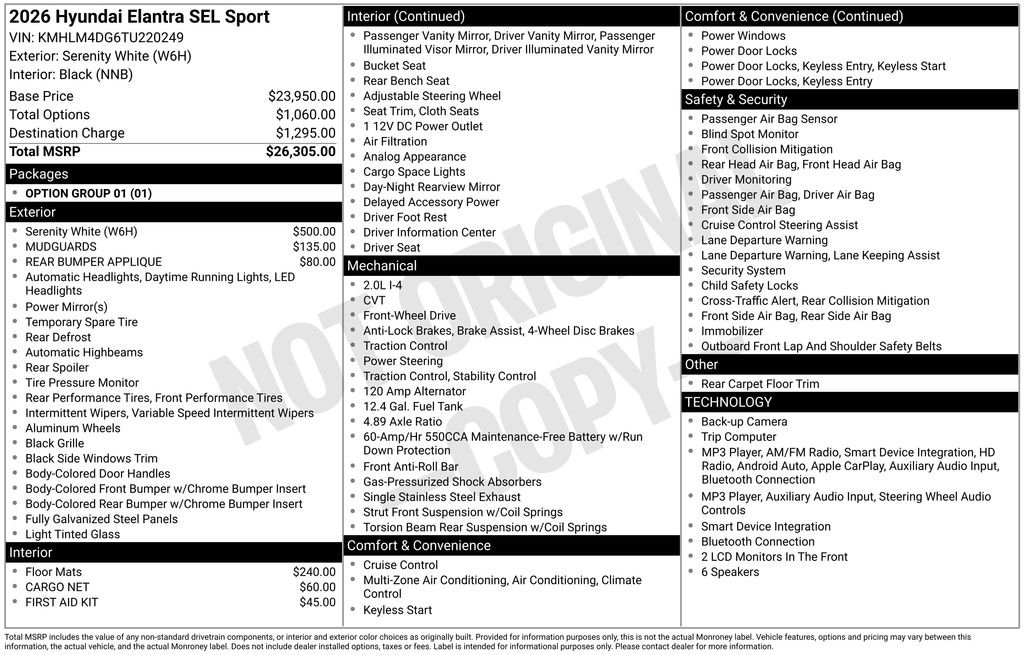 New 2026 White Hyundai SEL Sport image 4