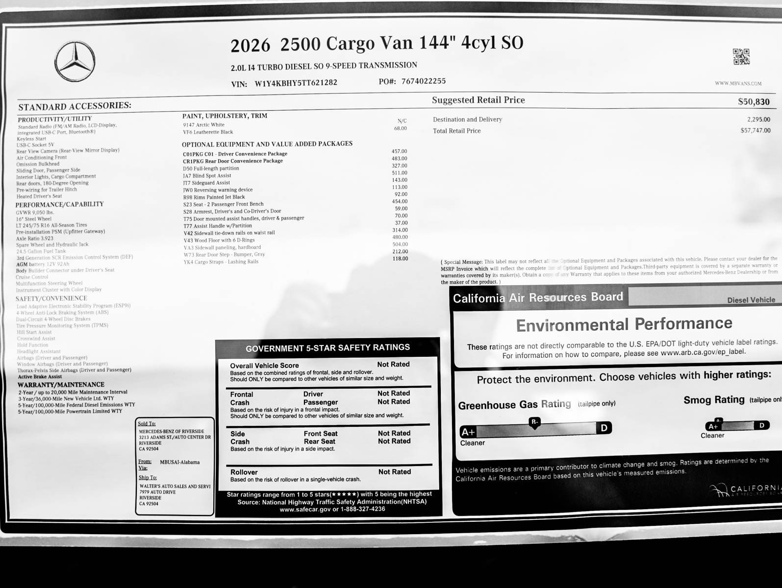 New 2026 Arctic White Mercedes-Benz 2500 Standard Roof I4 Diesel 144 RWD image 23