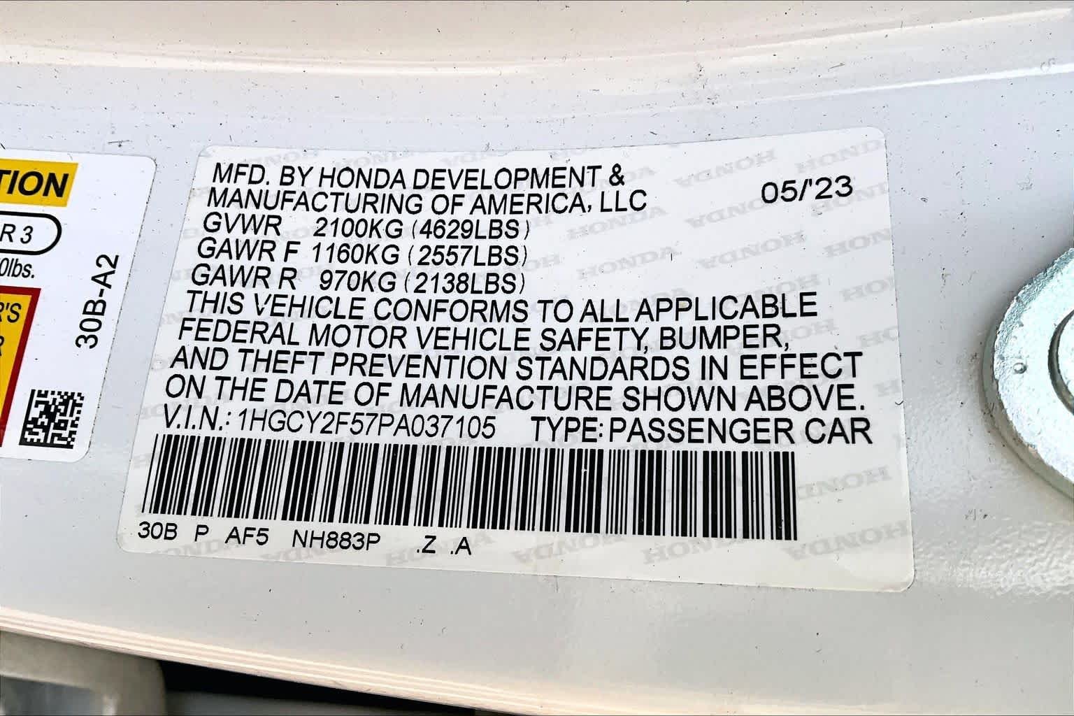 Certified Used 2023 Platinum White Pearl Honda Sport image 32