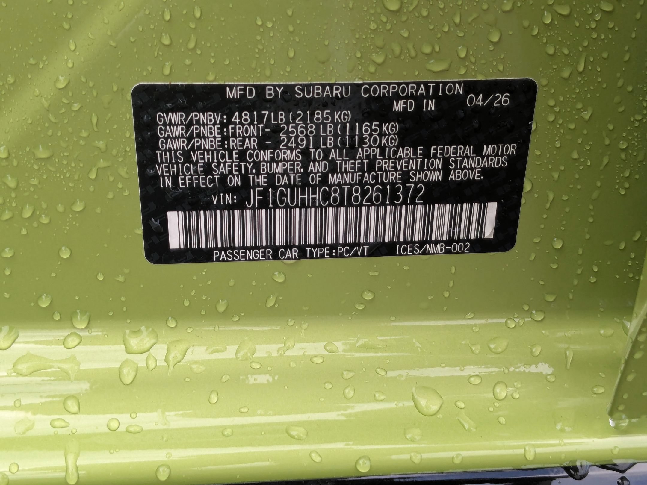 New 2026 Citron Yellow Pearl Subaru RS image 15