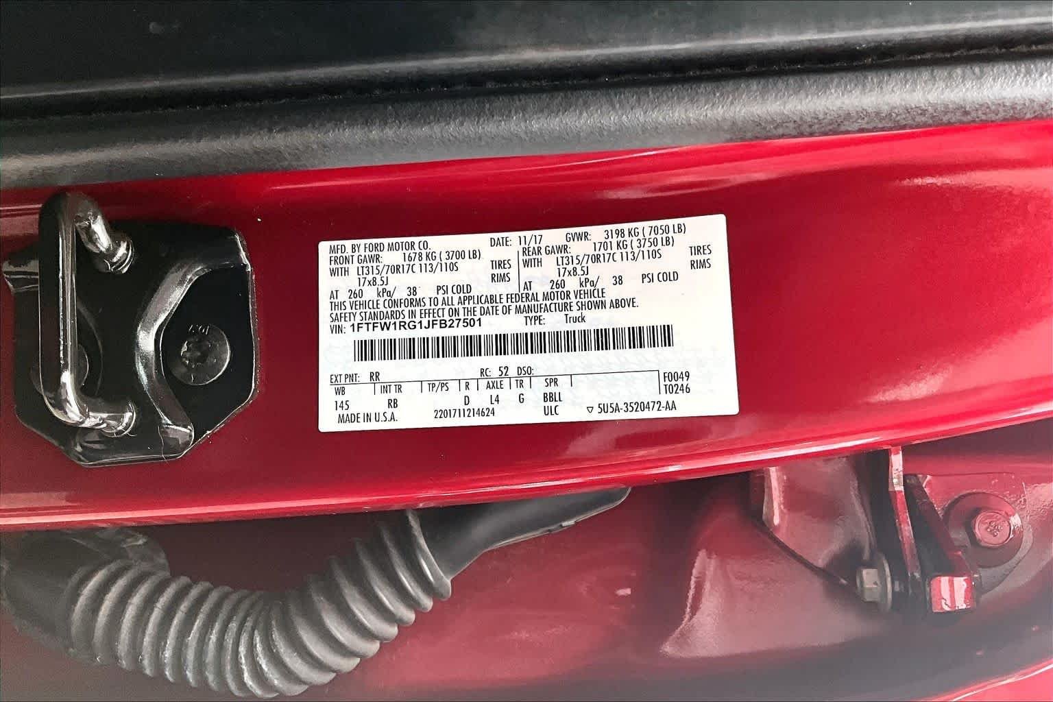 Used 2018 Ruby Red Metallic Tinted Clearcoat Ford Raptor image 38