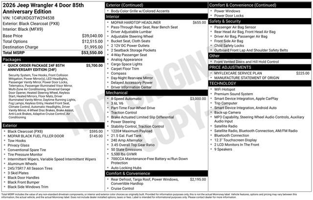 New 2026 Black Clear-Coat Exterior Paint Jeep 85th Anniversary Edition image 30