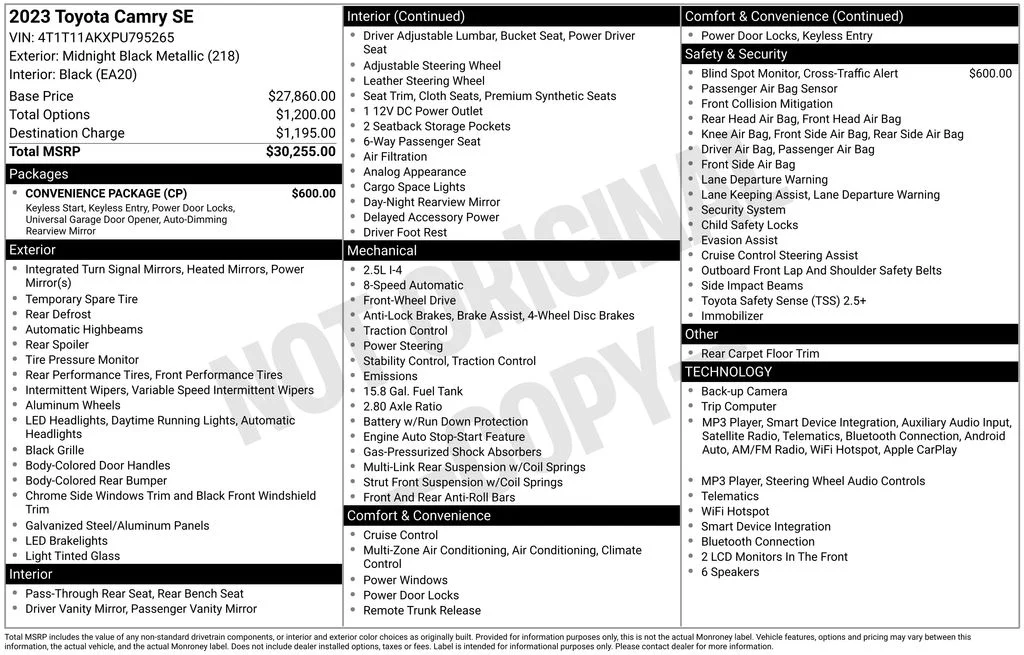 Used 2023 Black Toyota SE image 5