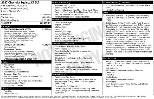 New 2027 Summit White Chevrolet LT image 20