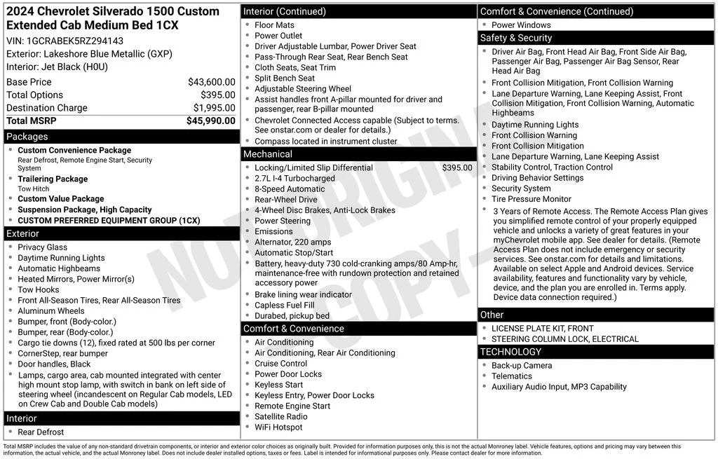 Used 2024 Blue Chevrolet Custom image 2