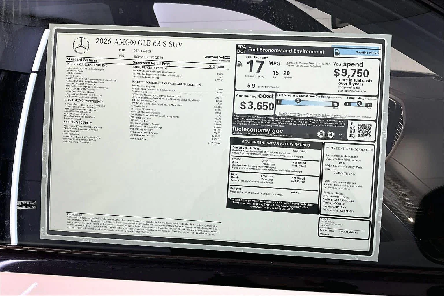 New 2026 MANUFAKTUR Moonlight White Metallic Mercedes-Benz AMG® GLE 63 S image 18