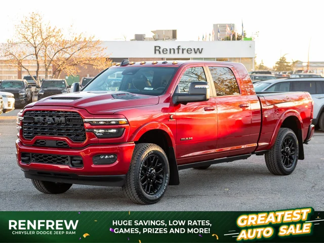 2027 RAM 3500 Limited Night* Mega Cab 4x4, Sunroof, Passenger Screen, Tow-Tech Plus Group