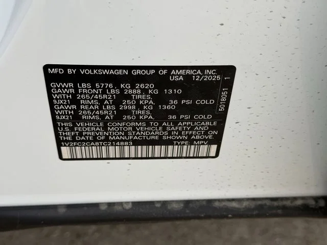 New 2026 White Volkswagen 2.0T SEL Premium R-Line image 22