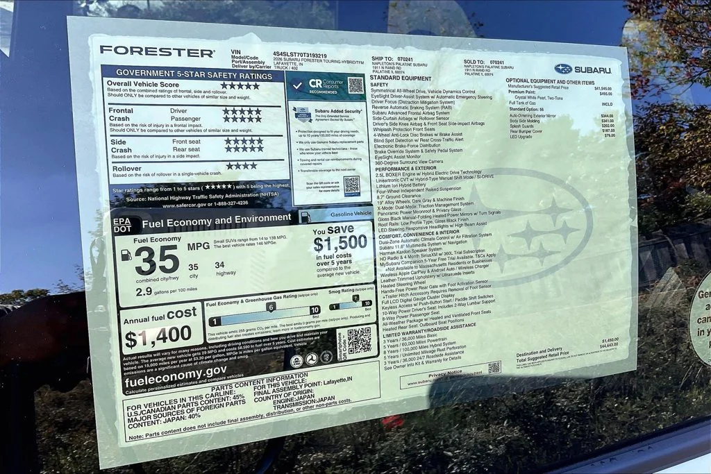 New 2026 CRYSTAL WHITE PEARL, TWO-T Subaru Touring Hybrid image 14