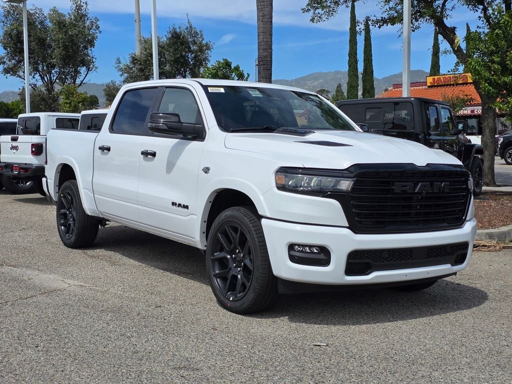 Bright White Clear-Coat Exterior Paint 2026 RAM 1500 Laramie Crew Cab 4WD Pickup Truck Four-Wheel Drive