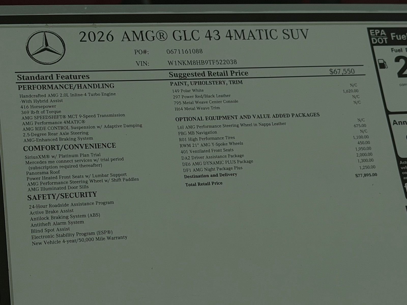 New 2026 Polar White Mercedes-Benz AMG® GLC 43 4MATIC® SUV image 24