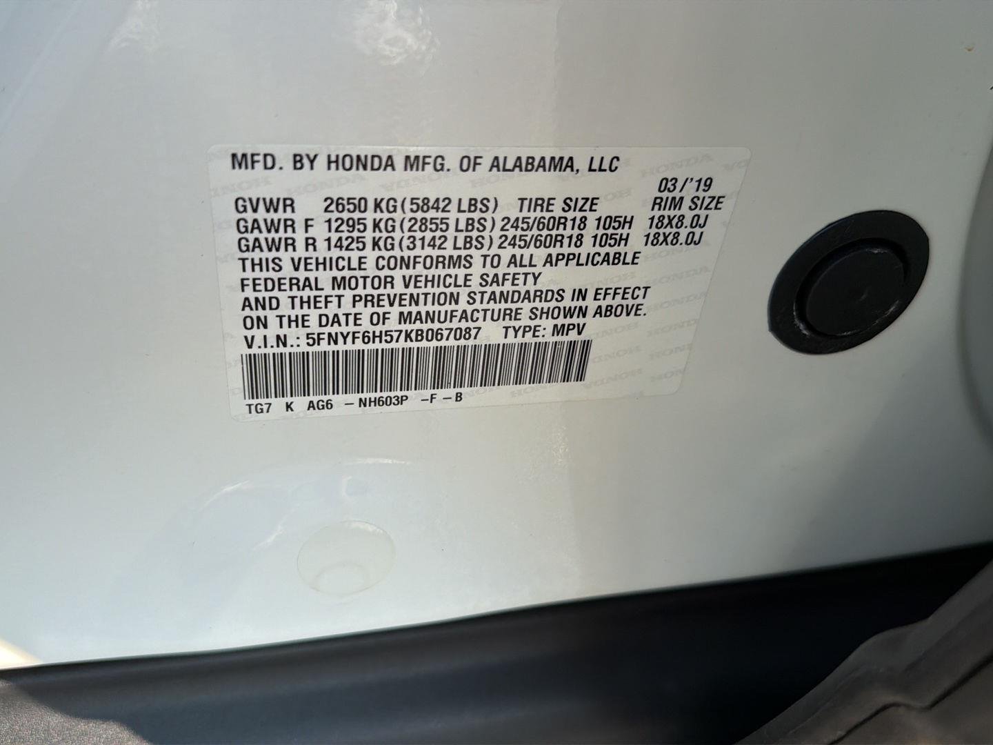 Used 2019 White Diamond Pearl Honda EX-L image 41